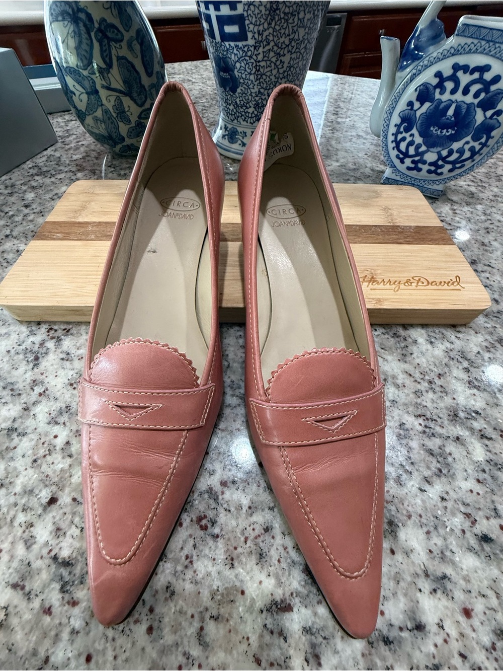 Joan & David Dusty Rose Pointed-Toe Leather Loafers